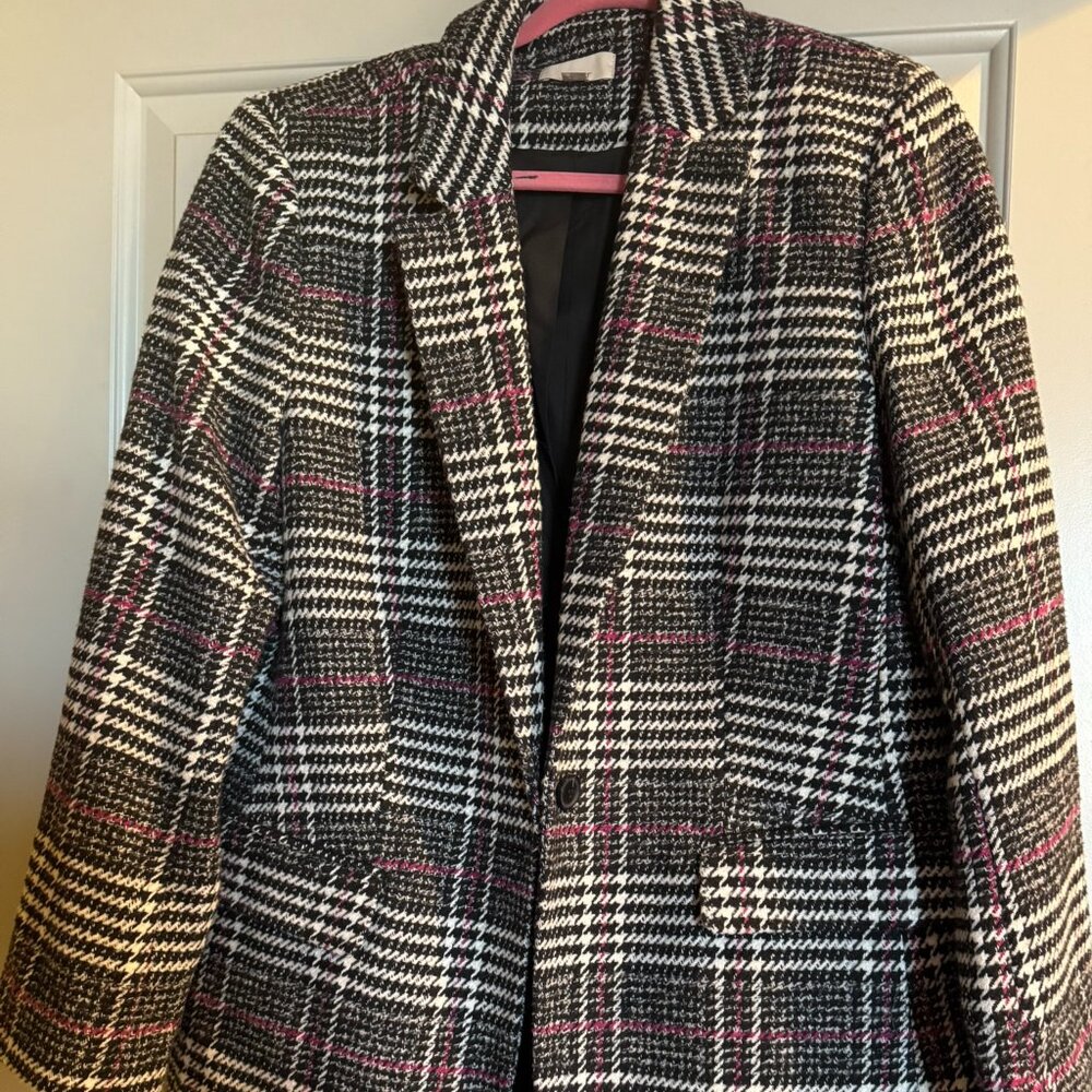 Ann Taylor LOFT Houndstooth Jacket Blazer Size 14